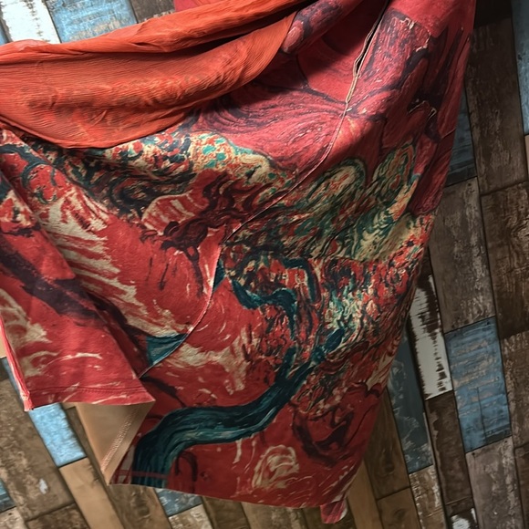 Medium heavy artsy removable scarf soft brushed long jacket top - Picture 8 of 16